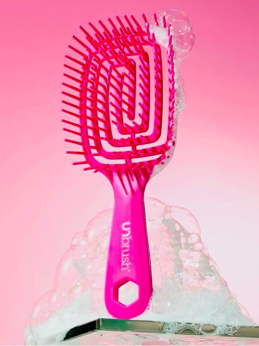 FHI Heat NEW PINK UNbrush Flex Detangling Brush Ultra Flexible Wet/Dry Hairbrush